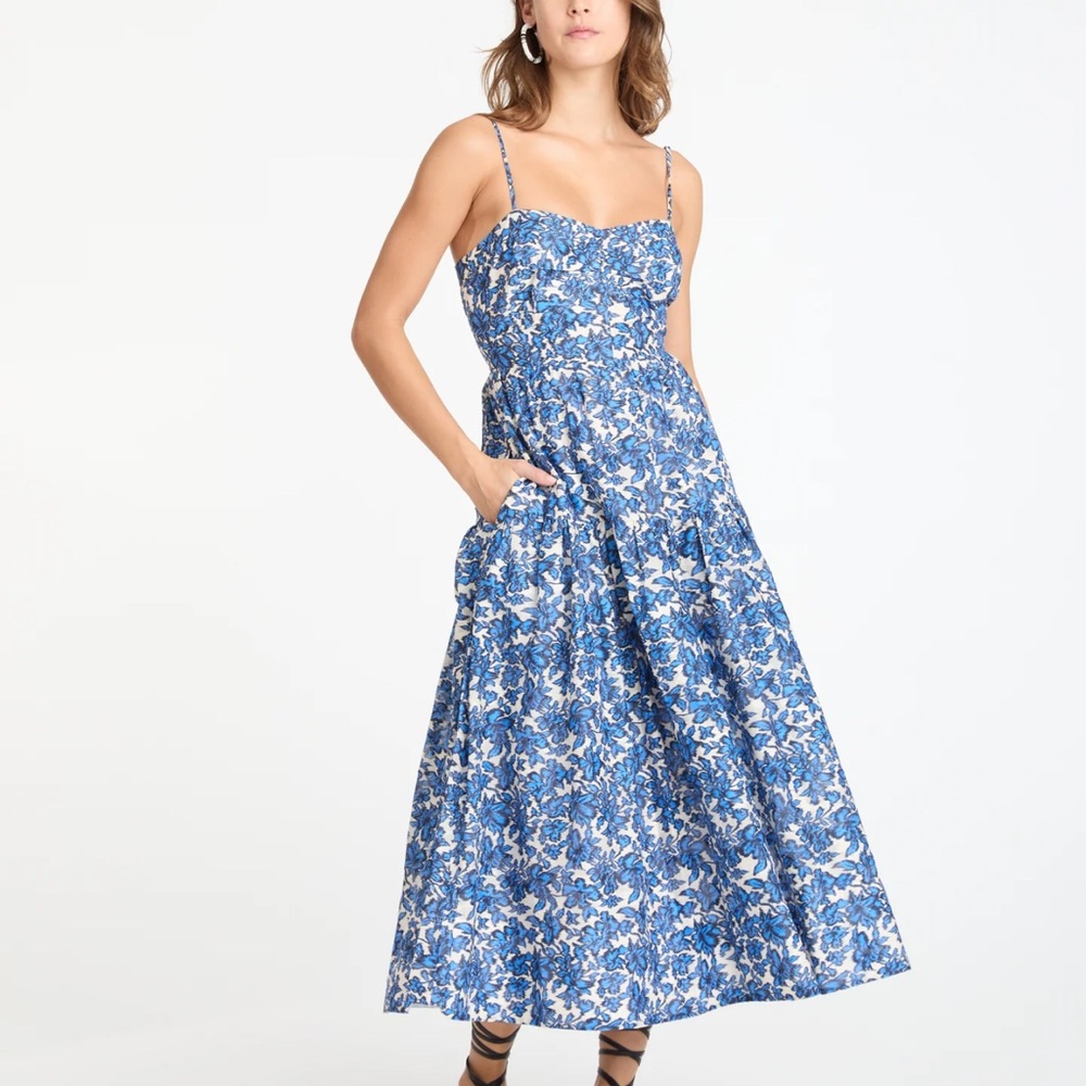 Tanya Taylor - Verona Dress in Maritime Blue/Off White Size 0